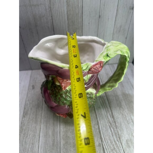 Vintage World Bazaar Majolica Style Pitcher Ceramic Embossed Vegetable 7" Tall - Picture 11 of 12